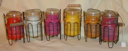 16 oz Bail Jars in Wire Holder with Wooden Handle
